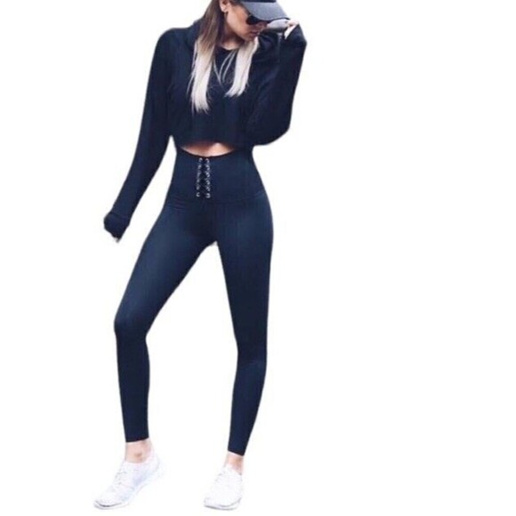 WeWoreWhat Blue Lace up Leggings. NWT - Picture 6 of 9